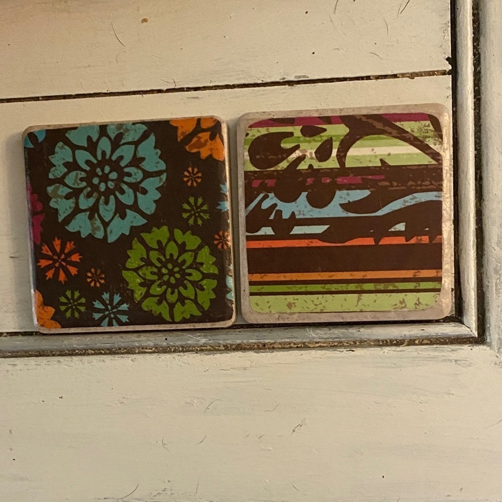 San Marino made Colorful Floral and Striped Coasters